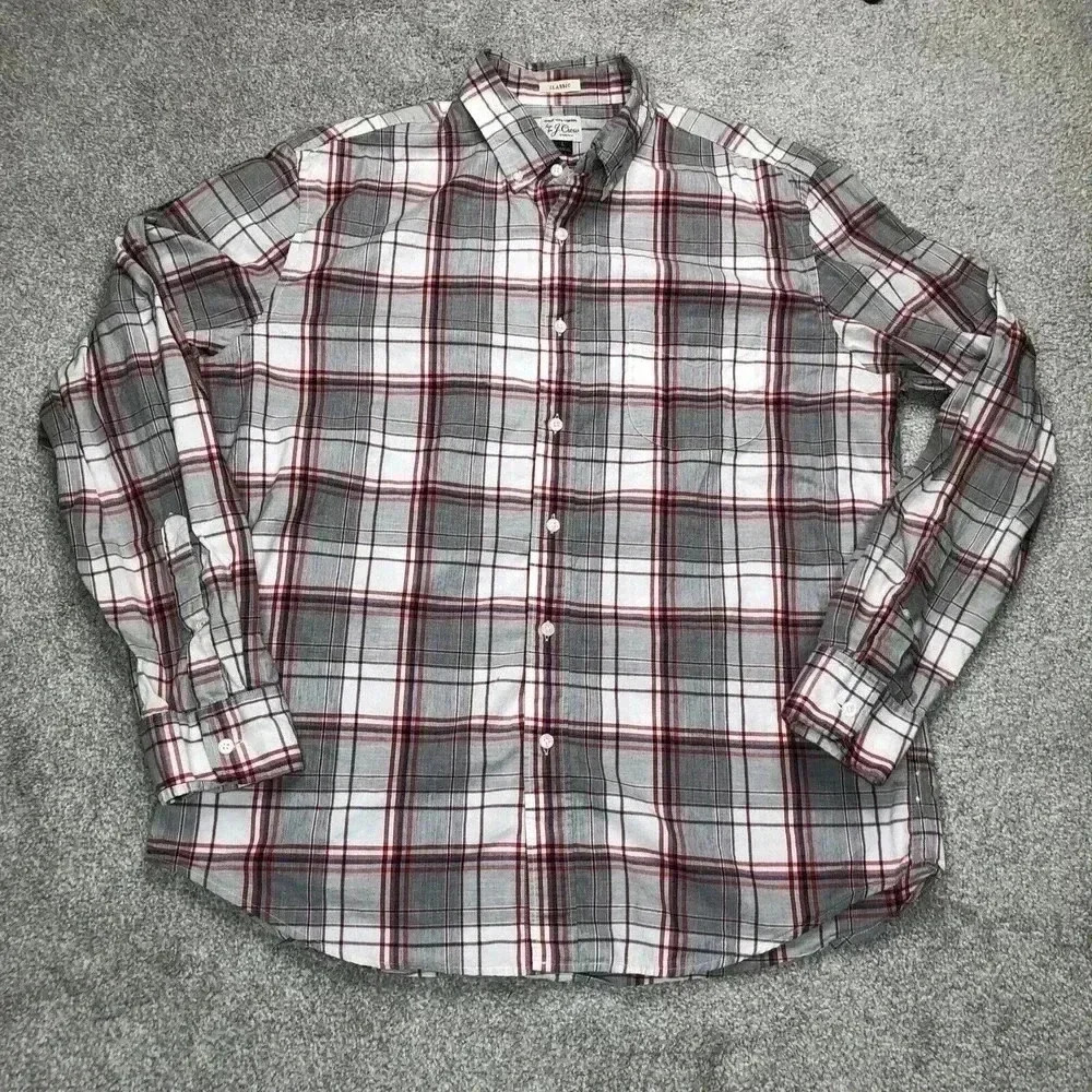 J Crew Button Down Shirt Plaid Classic Stretch